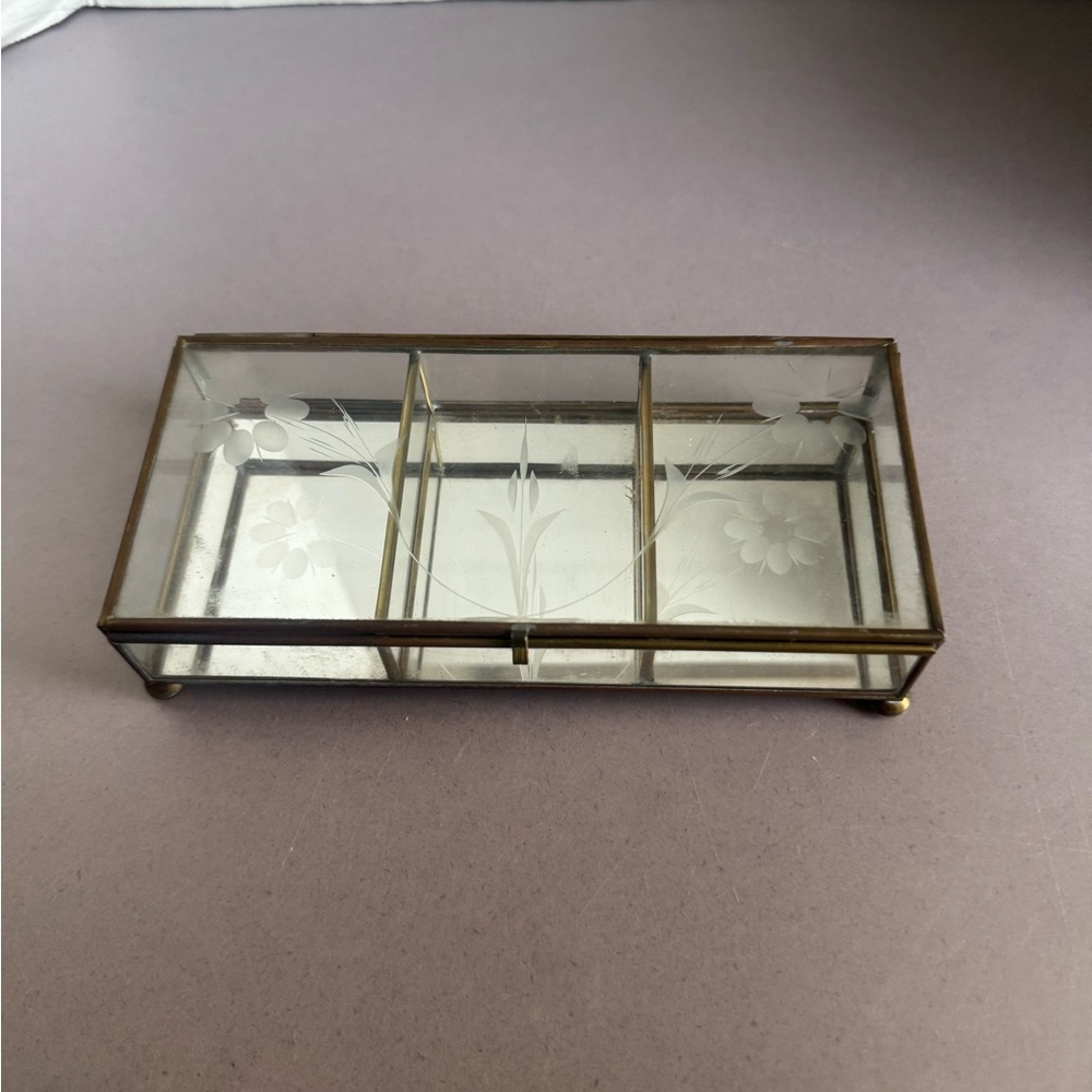 Elegant Glass and Brass Vanity Tray
